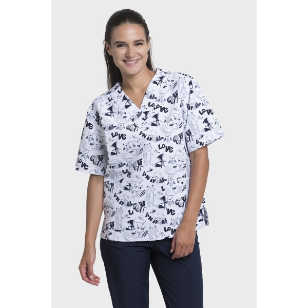 Túnica de pijama quirúrgica Granate "Animales"