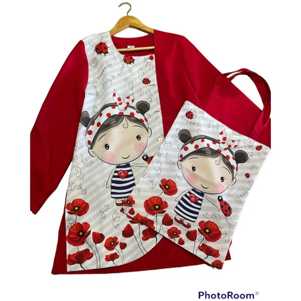 Blouse d’enseignante "Coquelicots"