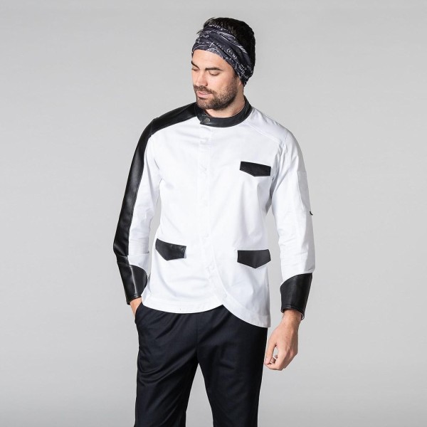 Veste de cuisine noire et blanche pour hommes
