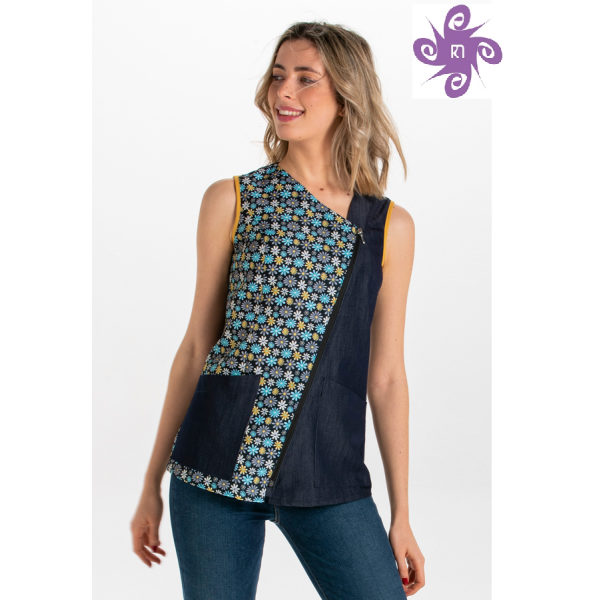 Denim tunic with zipper