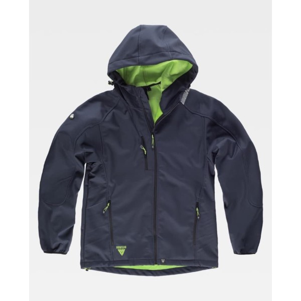 Giacca Workshell blu con riflettori vivaci