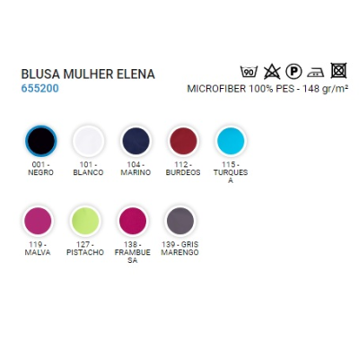 Cores disponiveis