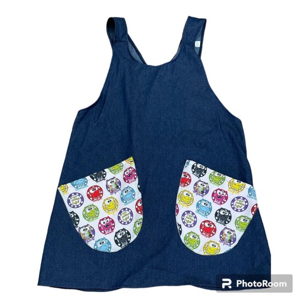 Tablier croisé en denim avec 2 poches