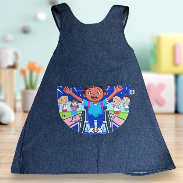 Tablier croisé en denim fauteuil roulant