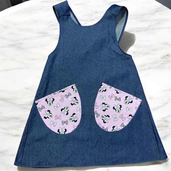 Tablier Croisé en Jean "Minnie"