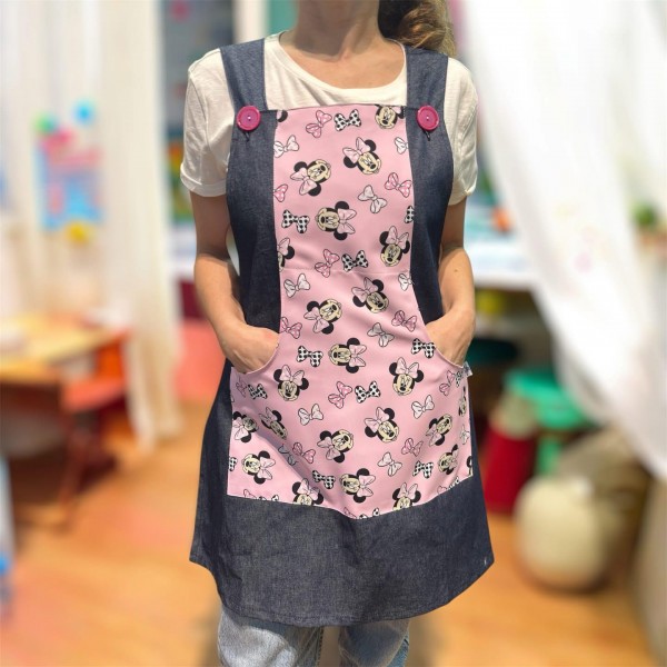 Denim Laces Apron Minie Mouse