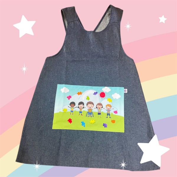 "inclusion" denim cross apron