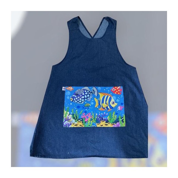 Aquarium denim cross apron