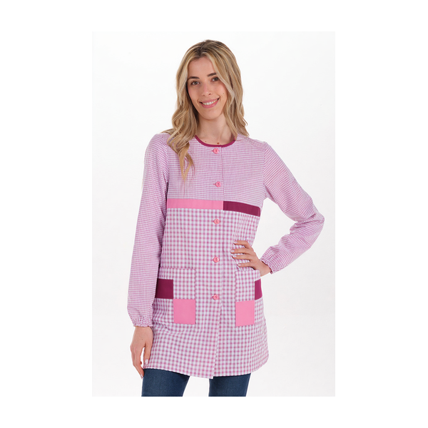 Blouse d'institutrice lilas à carreaux
