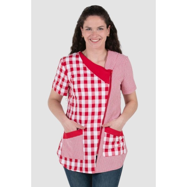 Rotkariertes kurzes Kleid