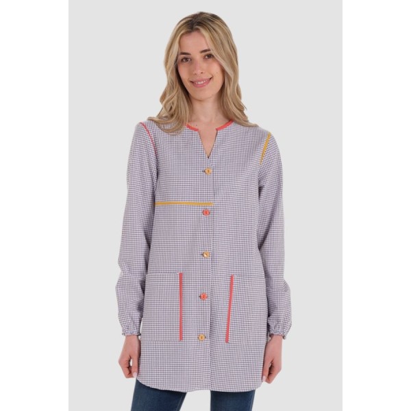 Grey check smock
