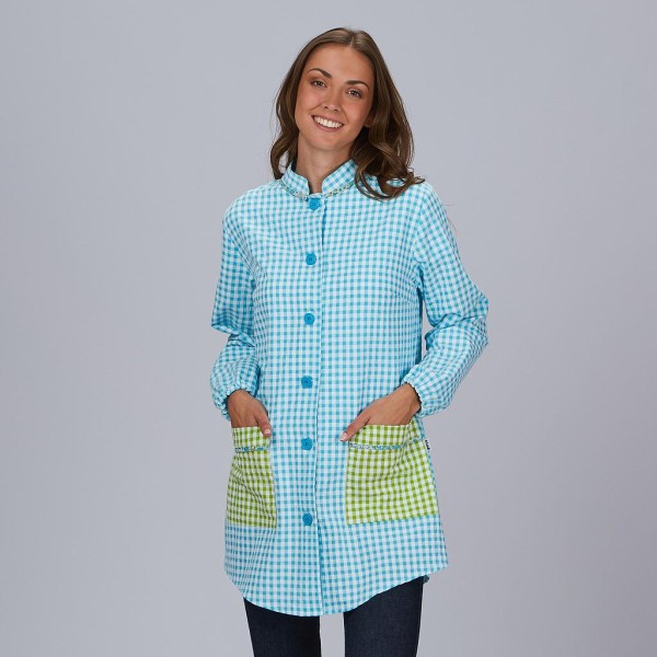 Smock with plaid pocket
