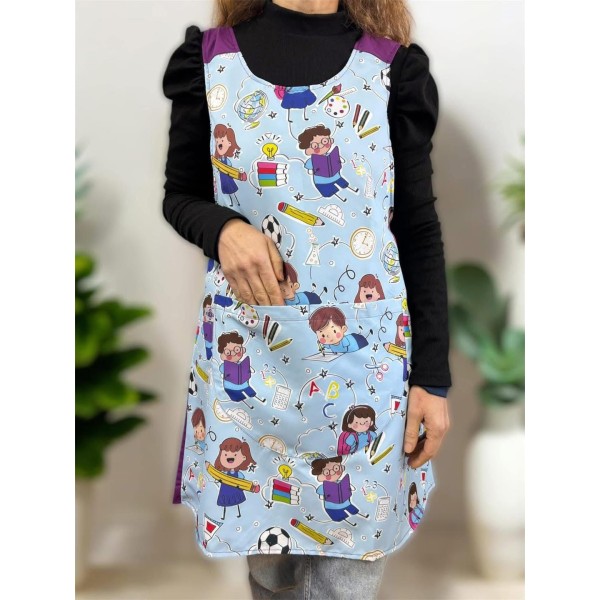 "School" Cross apron
