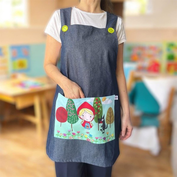 Estola en denim avec attaches "Le petit chaperon rougeo"