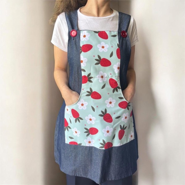 Estola di jeans con lacci "Fragole"