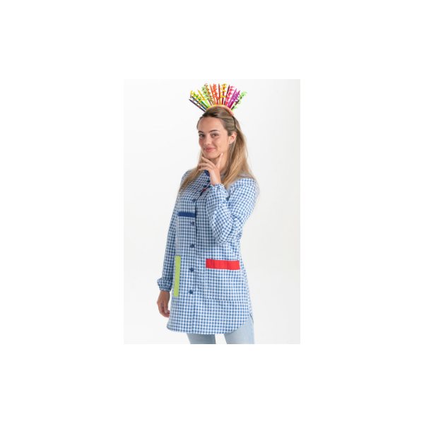 Bata professora azul presilhas
