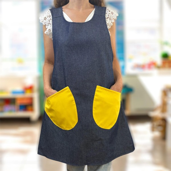 Grembiule incrociato in denim giallo