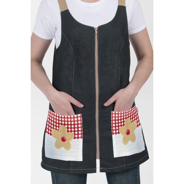 Pichi en jean avec imprimé floral