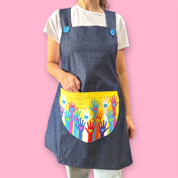 Denim tie Estola "Hands"