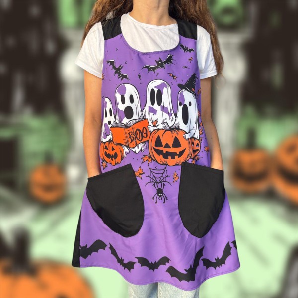 Avental cruzado "Fantasma BOO" Halloween