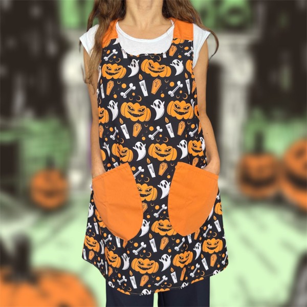 Cross-back Apron "Enchanted Pumpkin" Halloween