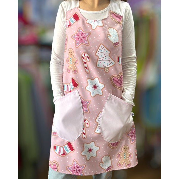 Cross-Back Apron “Cookies” Christmas