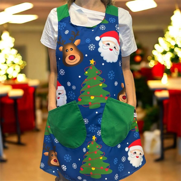 Tablier Croisé Forêt de Noël Vert