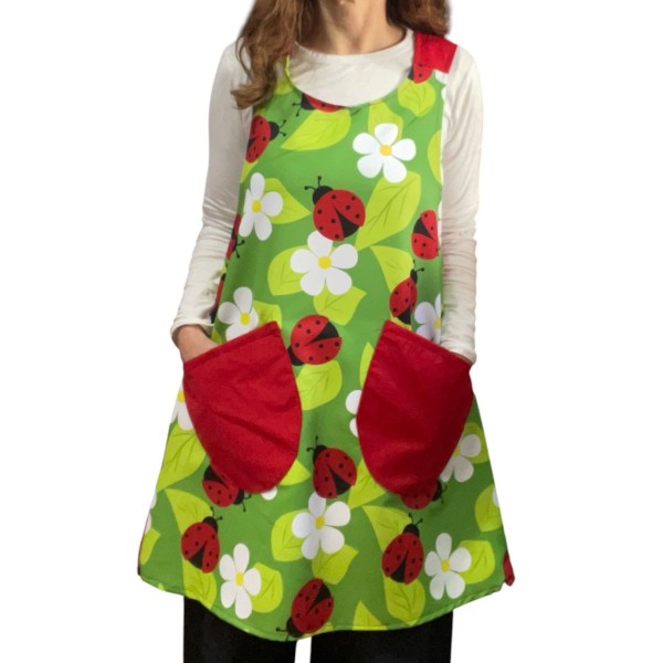 Cross-back Apron "Ladybugs"