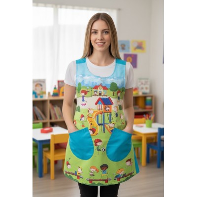 Blue Cross-Back Apron...