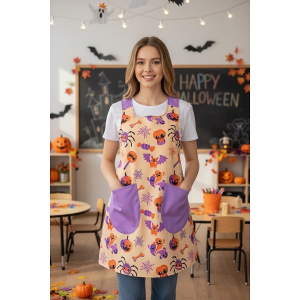 Cross-back Apron "Trick or Treat" Halloween